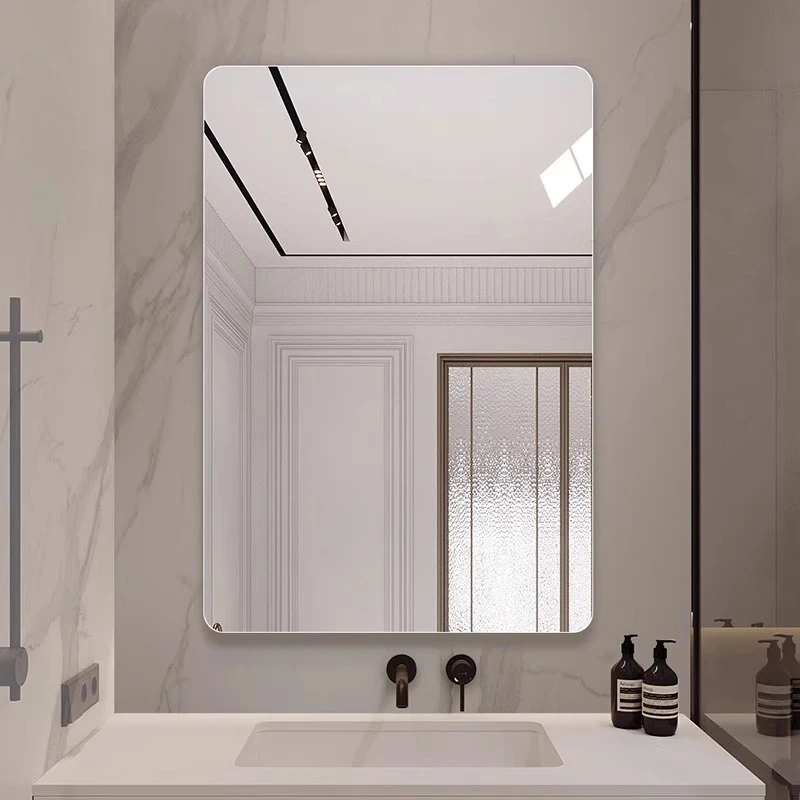 轻奢高级感挂墙式浴室镜贴墙自粘卫生间洗面台免打孔玻璃镜子定制