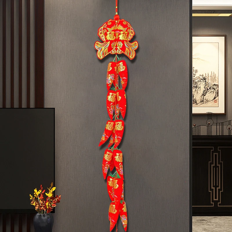 新年春节装饰乔迁新房客厅酒店喜庆用品红红火火辣椒串中国结挂件