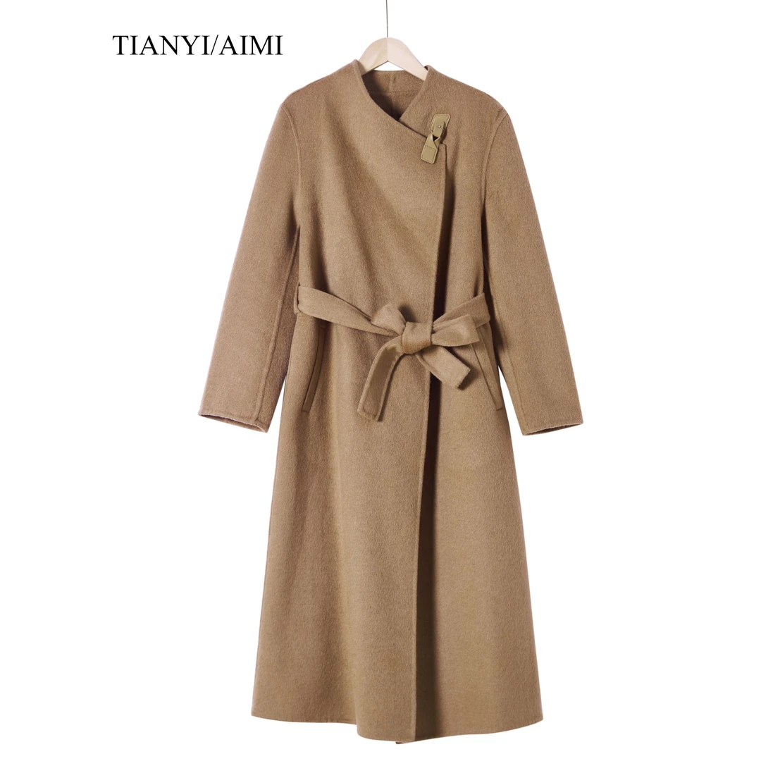 【辛选】潮流百搭韩版宽松气质休闲中长款毛呢外套女HD99007-1