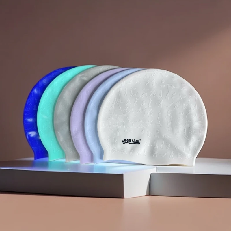 SUCOLYBER加大版浮雕硅胶泳帽 防水不勒头高弹大头围成人硅胶泳帽