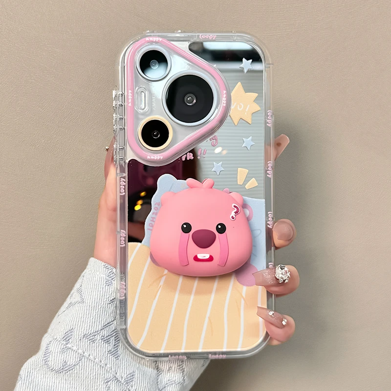 华为Pura70pro手机壳新款P70系列Ultra镜面卡通支架简约ins女pro+