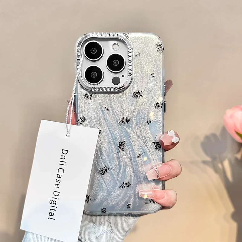 苹果15手机壳iPhone14简约13小众玫瑰12女生爆款高级个性全包防摔