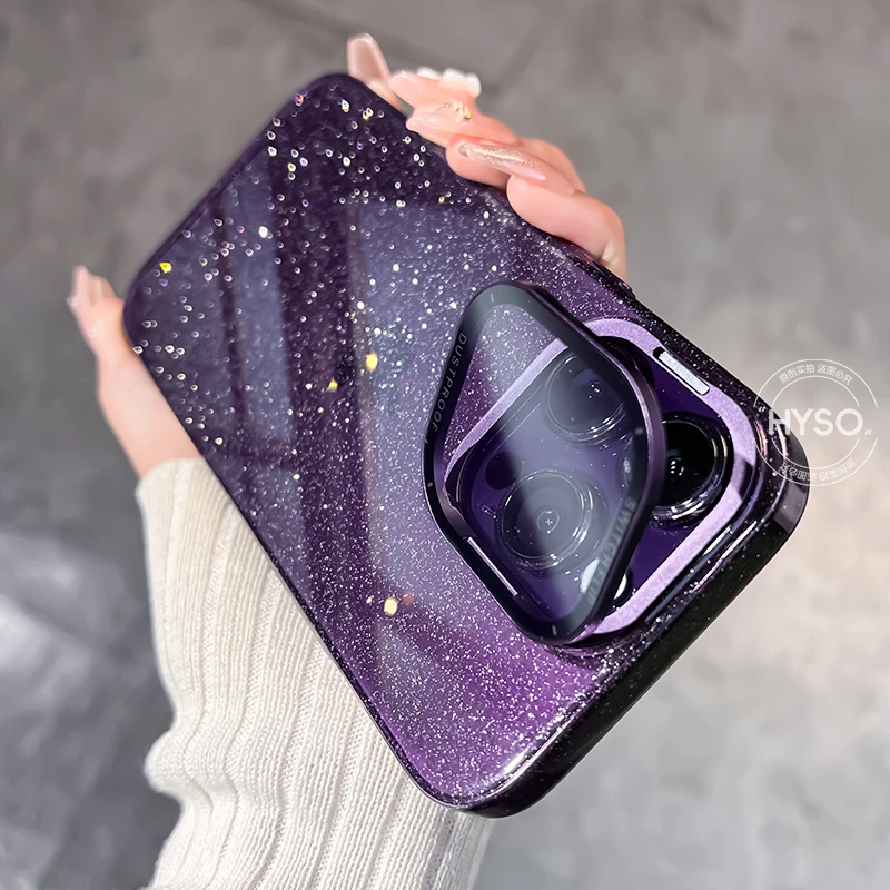 苹果15手机壳iphone14女生爆款13/12外壳闪粉气质透明支架全包ins