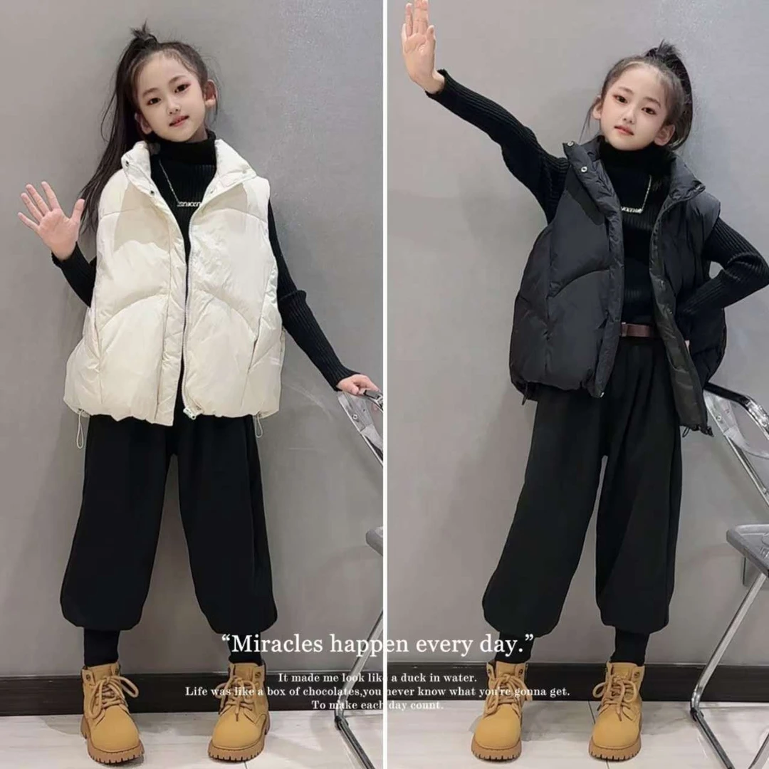 亲子马甲2024秋冬男女童童装百搭羽绒马甲100-160