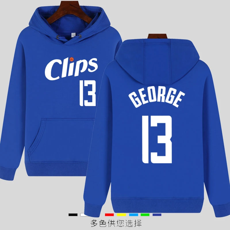 美式快船队哈登保罗乔治威少连帽卫衣男篮球训练衣服男士外套秋衣
