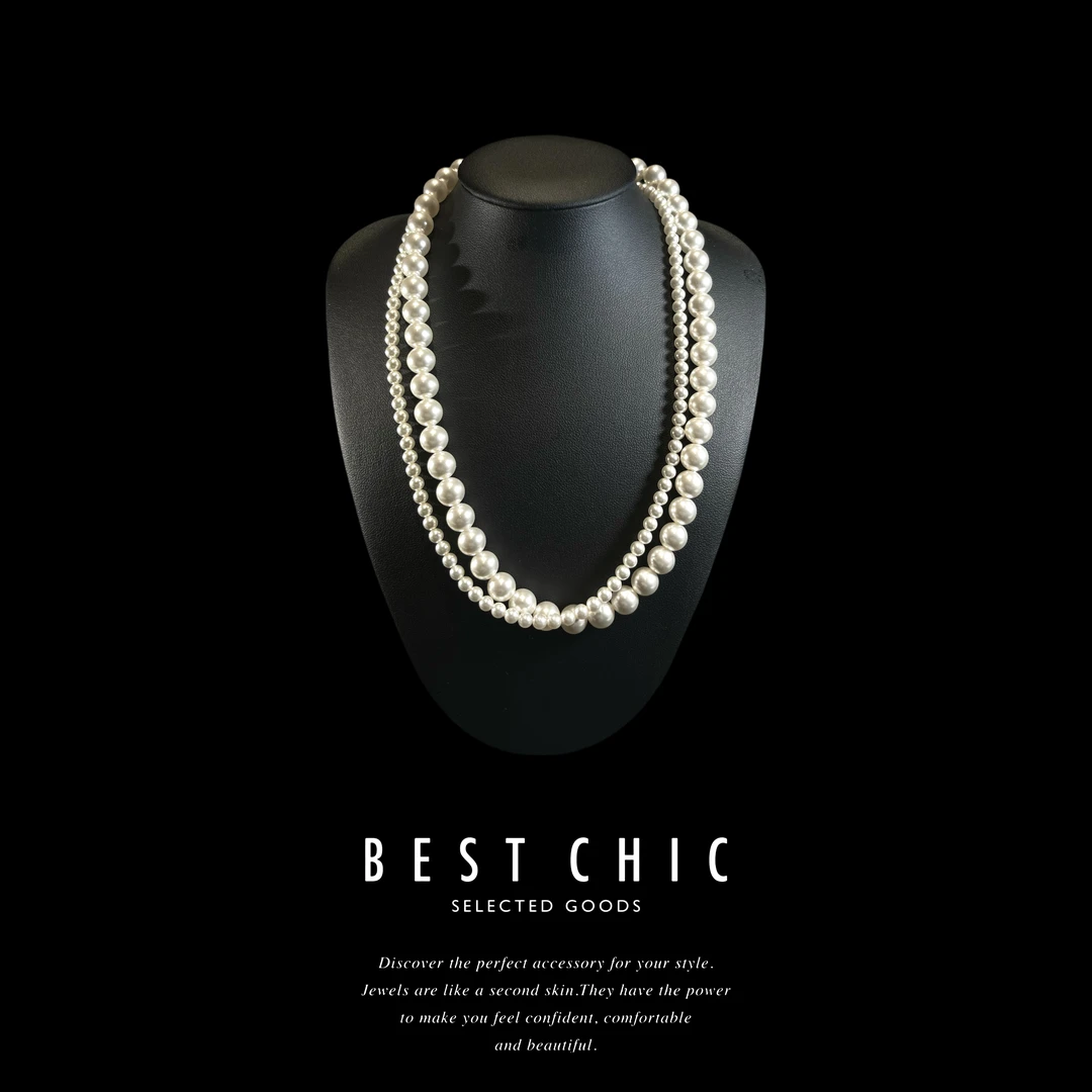 铜合金仿珍珠项链 气质白色仿珍珠时尚叠戴法式优雅珠宝感项链