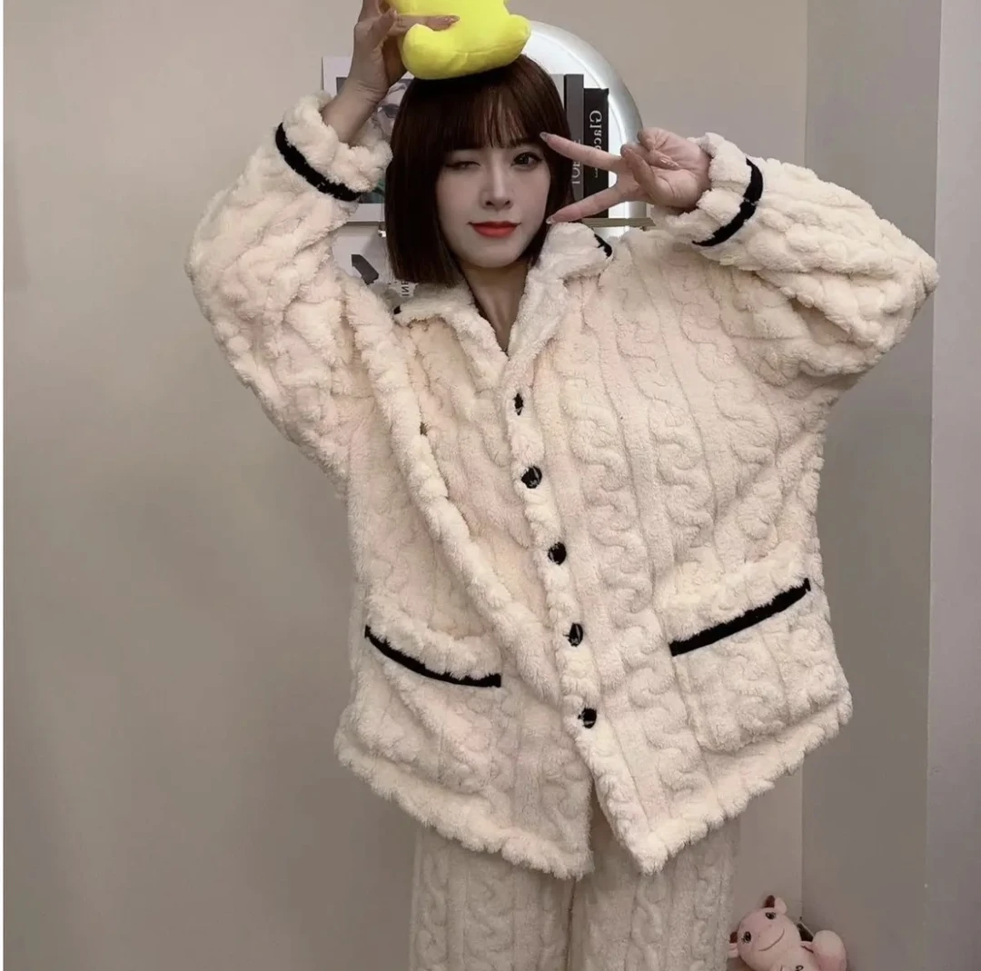 (专属）冬季2023情侣新款睡衣套装加绒加厚保暖冬款舒适长毛家居服