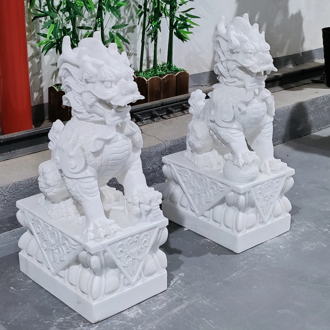 龙爪石雕麒麟款式，天然材质汉白玉雕刻，包邮不含卸货和安装摆放