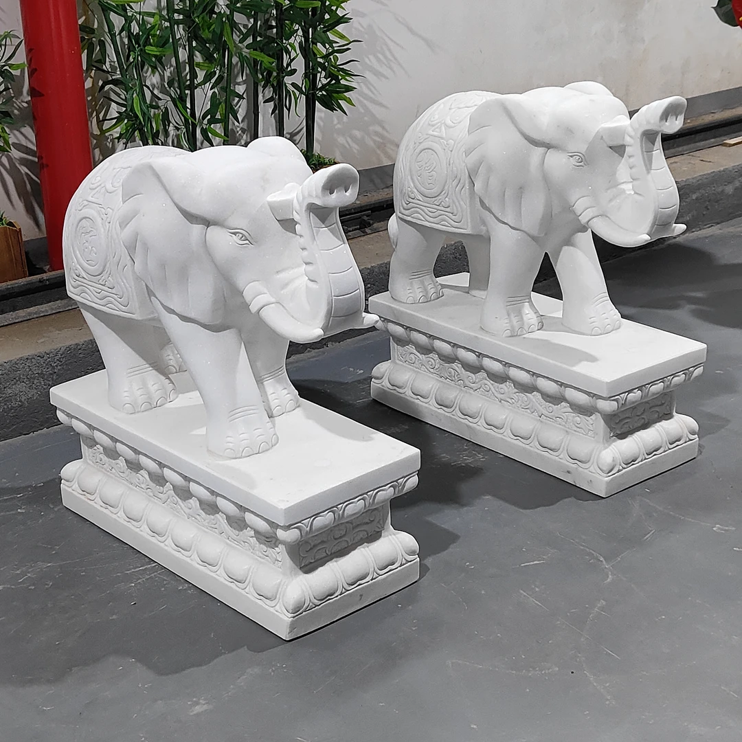 石雕大象翘鼻子迎门吉象石象看门象材质汉白玉包邮不含卸货和摆放