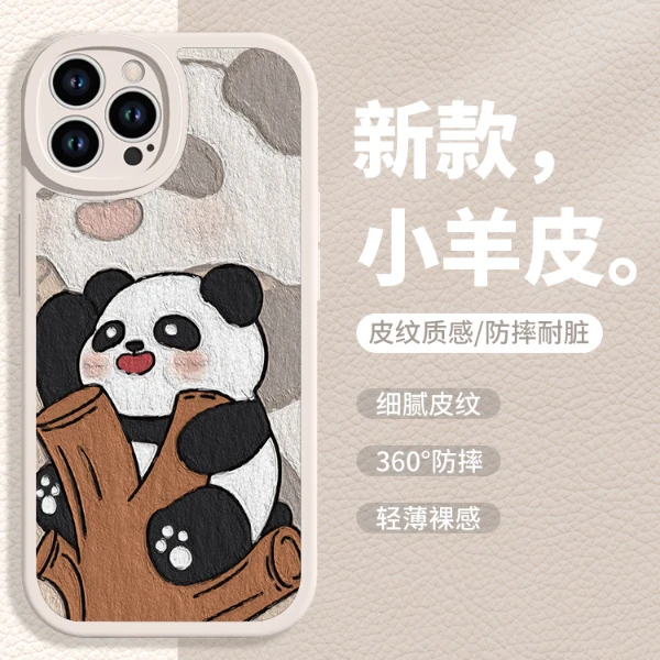 适用于苹果/华为/小米/OPPO/VIVO网红高颜值可爱大熊猫硅胶手机壳