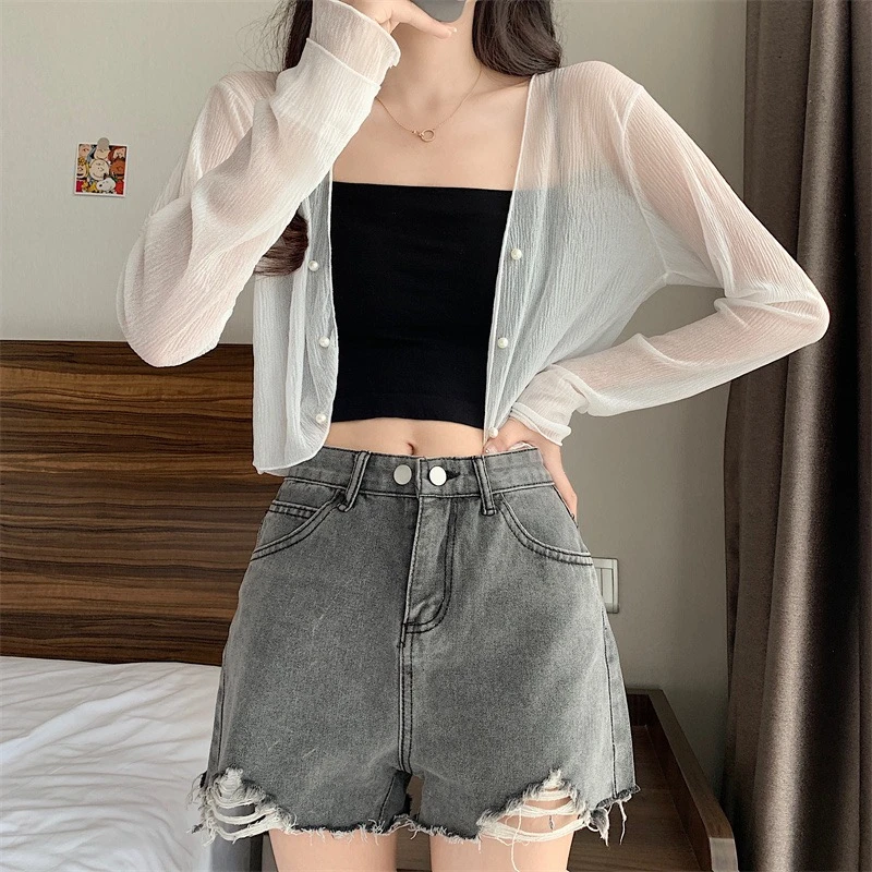 夏季薄款小披肩外套配吊带裙外搭罩衫短上衣冰丝雪纺开衫防晒衣女