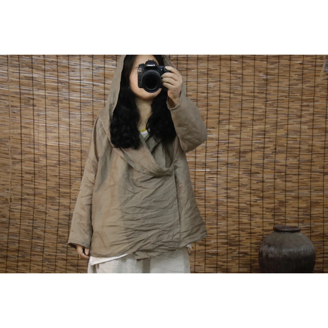 苎麻100支连帽防晒服轻薄透气大码宽松衬衫防晒衣