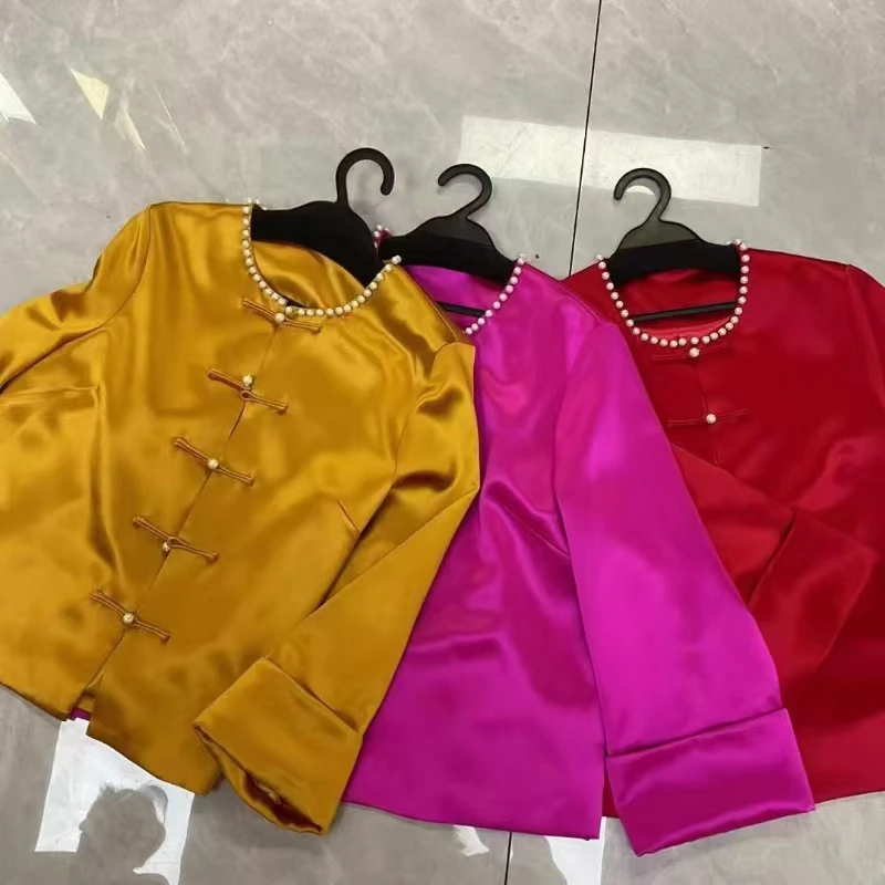 2024新国风女士长袖时尚秋季外套醋酸垂感设计