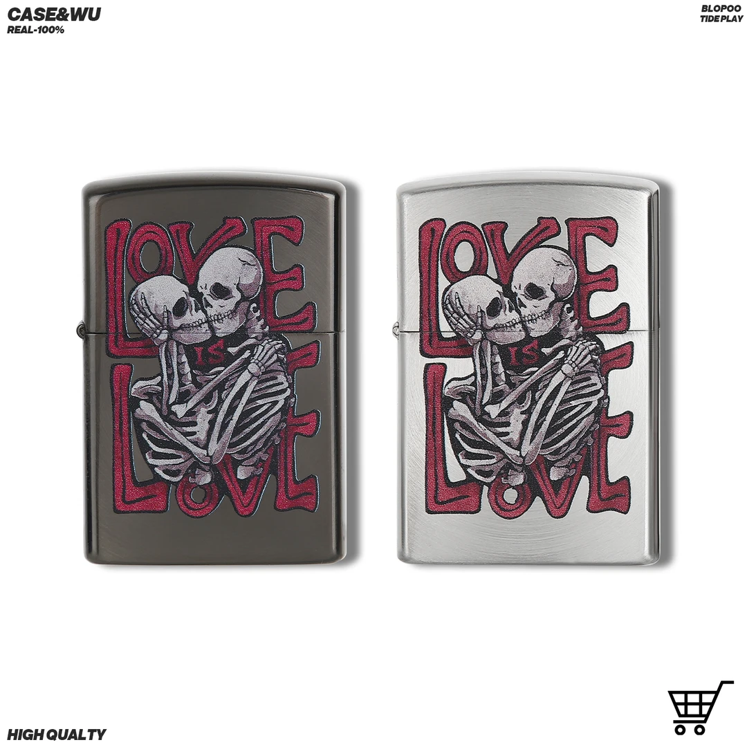 BLOPOO爱就是爱打火机煤油经典防风纯铜ins个性彩印男友情侣礼物