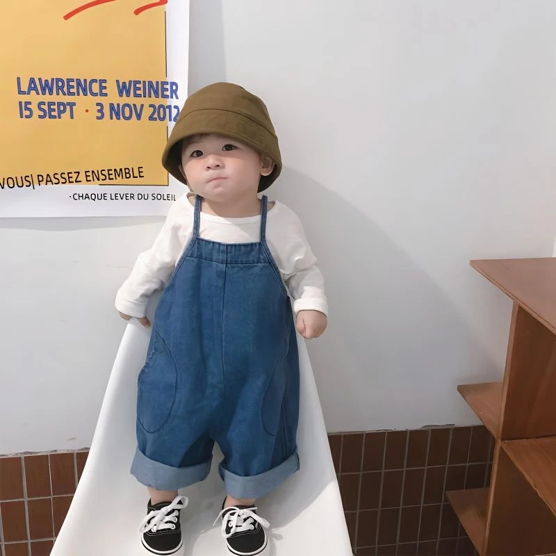 【巴迷】宝宝男女小童儿童牛仔背带裤2024新款童装春秋冬韩版吊带