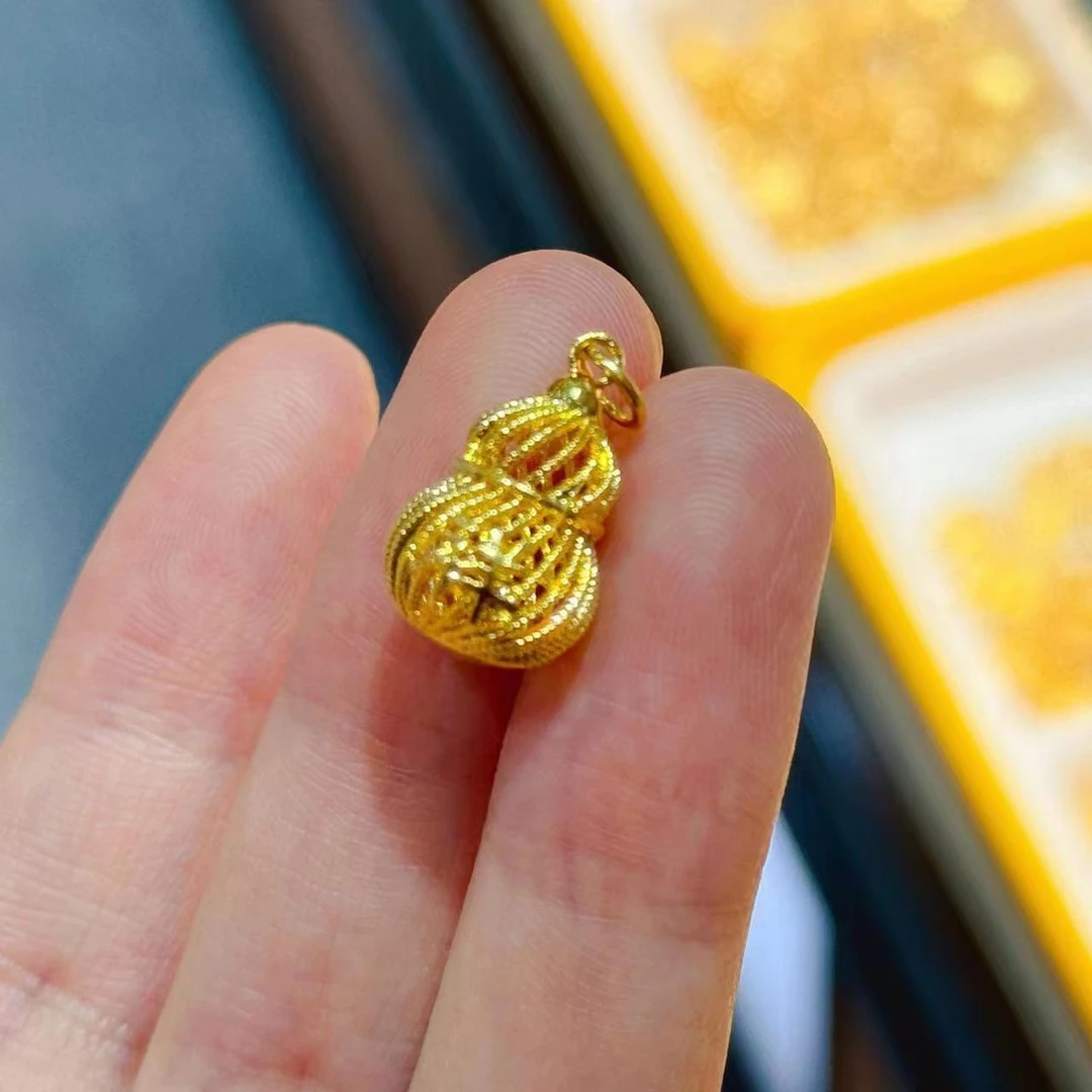 足金999花丝葫芦吊坠时尚双面精美轻奢00139
