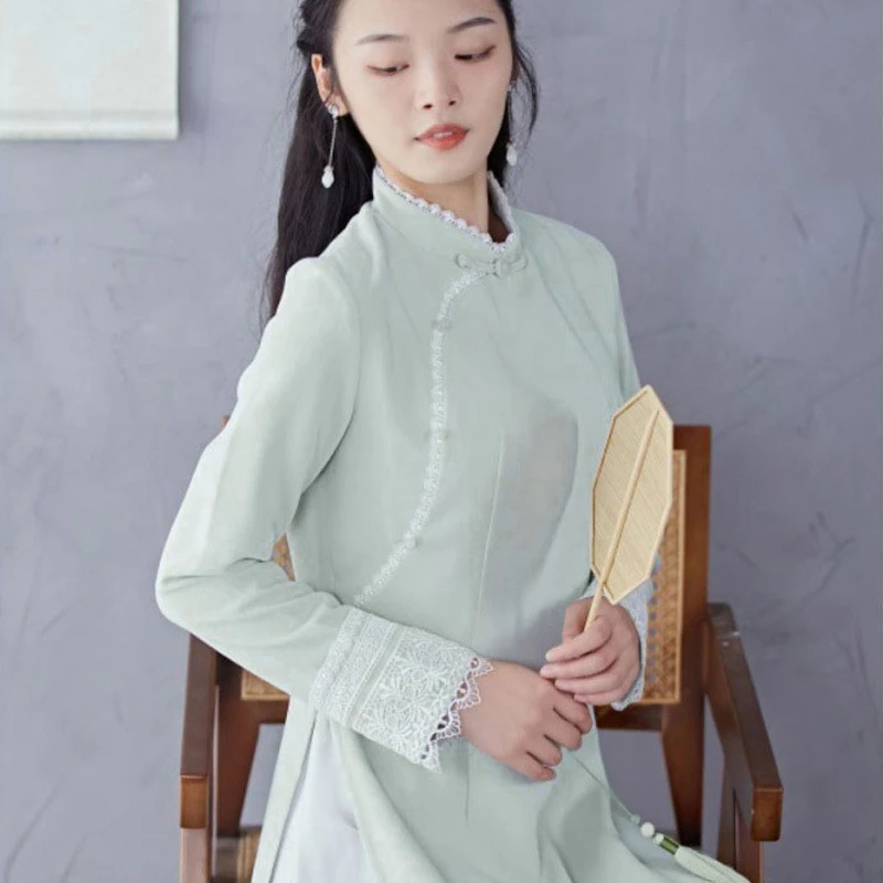 旗袍2023年新款春秋改良版奥黛禅服女仙气茶艺服禅意茶服连衣裙冬