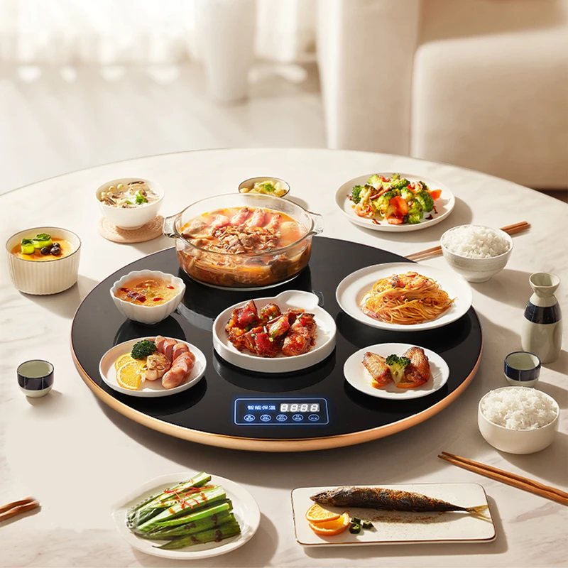 速电 热饭菜保温板 手动旋转暖菜板 加热桌面转盘 电热一体加热垫