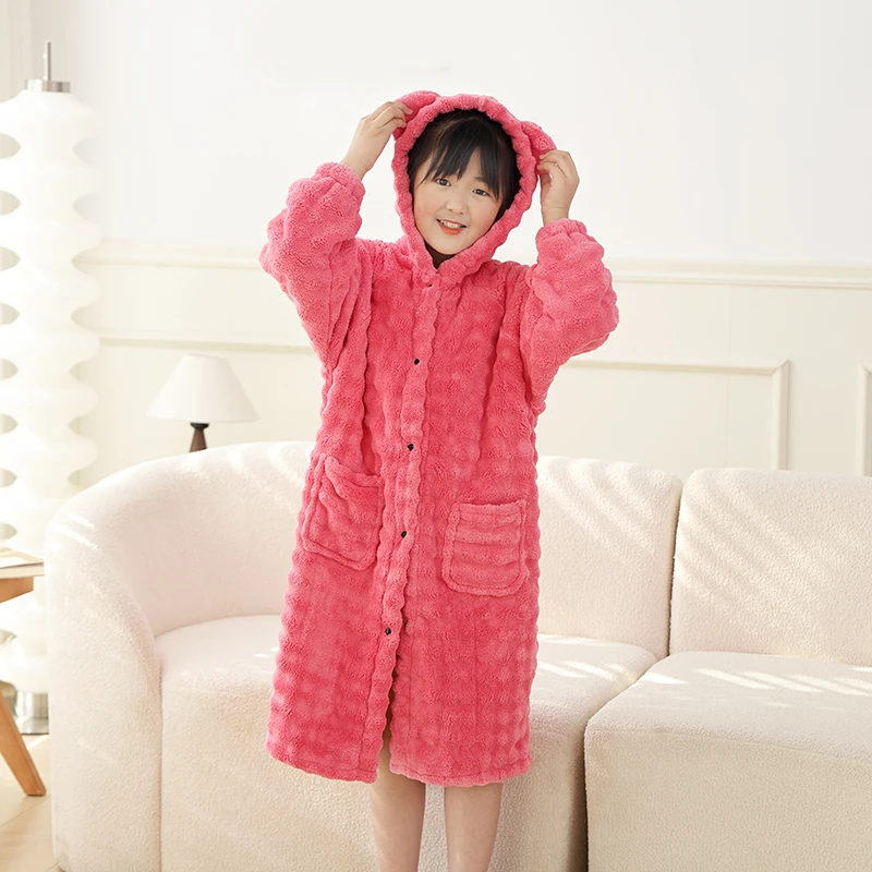 【棉美家】7A儿童浴袍吸水柔软不掉毛速干连帽斗篷可穿式浴巾浴袍1