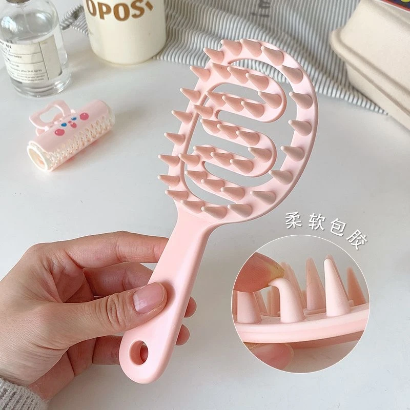 洗头梳按摩梳镂空软胶经络清洁头皮长发神器长柄多功能蓬松便携式