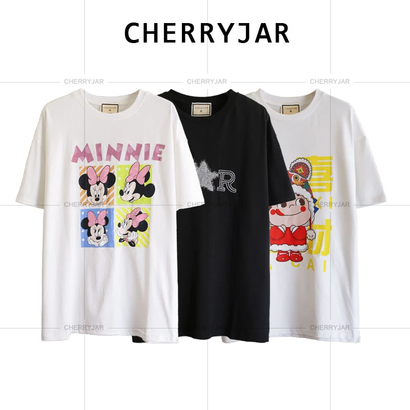 Cherryjar◉【短袖】韩版卡通印花短袖t恤女新款式时尚休闲百搭