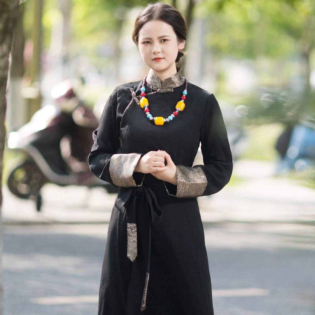 VANMC范渼澄藏装拉萨服博拉裙藏袍民族服装高档气质显瘦不丹服