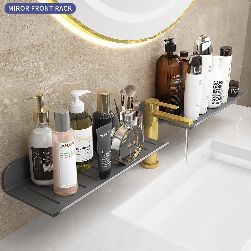 卫生间置物架免打孔壁挂式墙上浴室厕所洗手间洗漱台镜前收纳架子