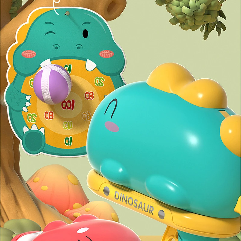 恐龙球球枪标靶儿童卡通上膛弹射击粘粘球亲子互动游戏软弹枪玩具