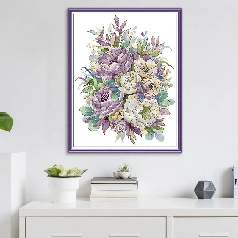 NKF NEEDLE KUNG FU十字绣多彩玫瑰客厅卧室书房装饰画手工绣套件