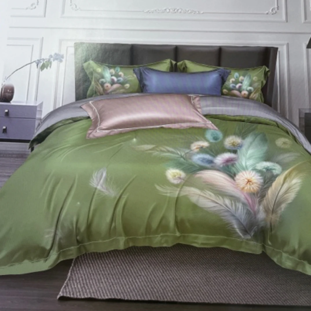 百支磨毛数码四件套加大220*240微瑕～凤羽飘舞T45