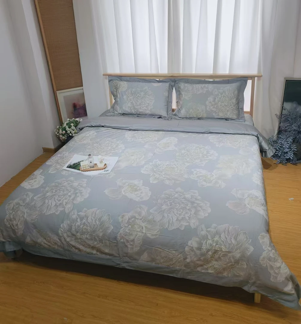 100支双股现代轻奢长绒棉四件套标准200*230～沐花7266