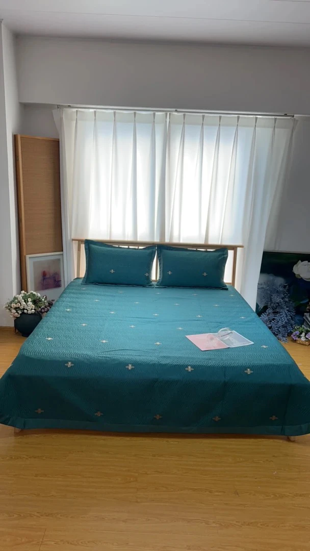 巨贵！巨好！奢丽剪绣长绒棉床盖三件套微瑕疵～K034