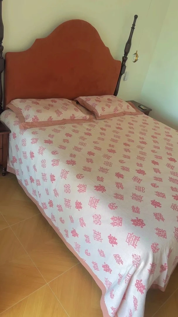 幕古加厚古法雕花凉席三件套～喜上加喜