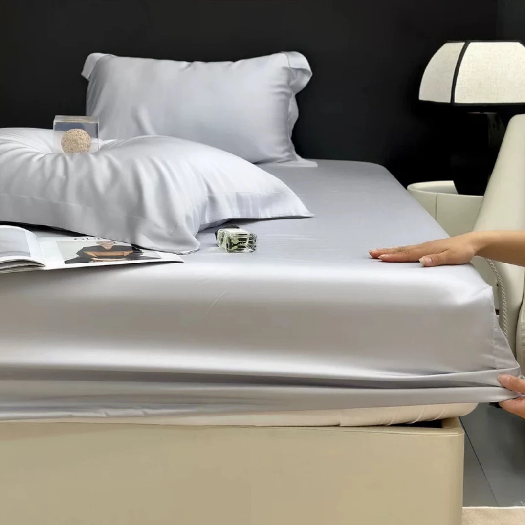 兰精天丝纯色床笠180*200～月光灰～B409