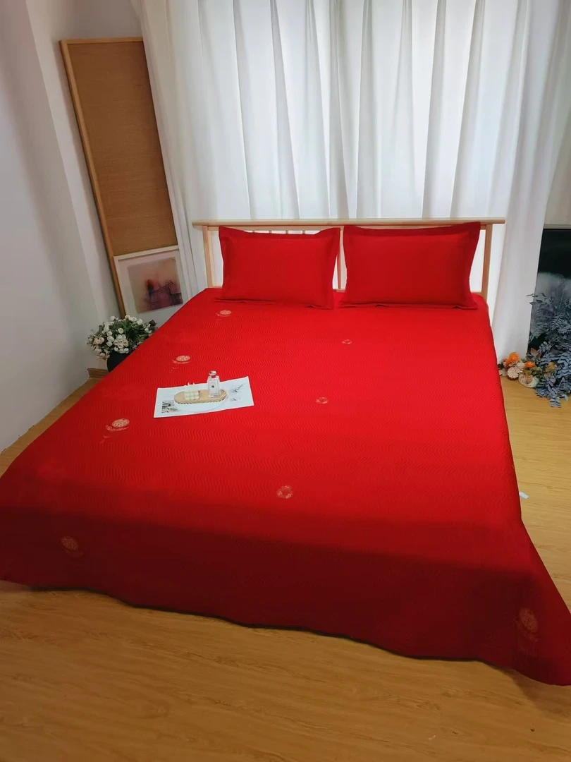 巨贵！巨好！奢丽剪绣长绒棉床盖三件套微瑕疵～K022