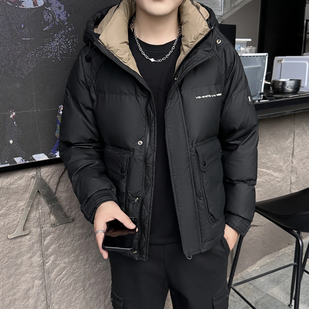 2024男士冬季新款潮流时尚加绒加厚防风防水免洗保暖夹克外套602