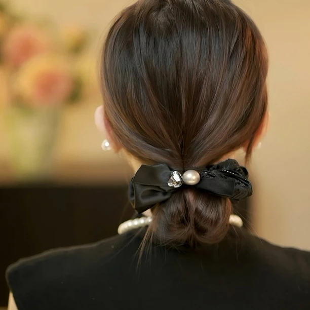 轻奢新款高级气质满钻缎面发圈大肠发圈FQ0218