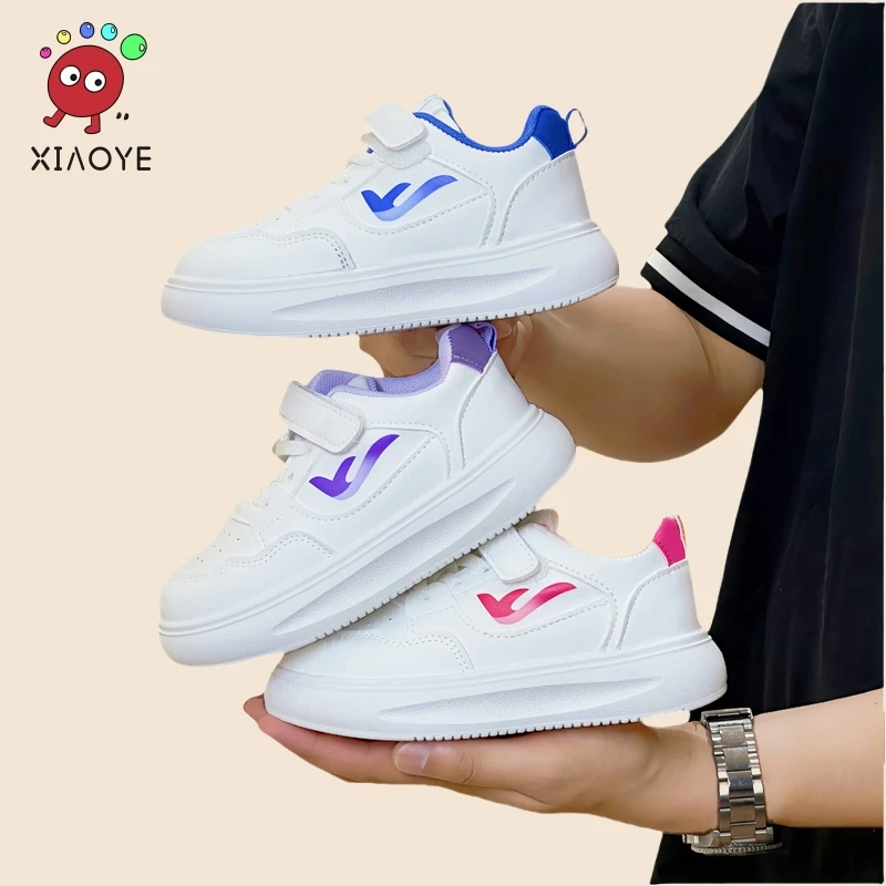 【卡家学生鞋品牌】儿童运动板鞋软底皮面防水魔术贴中小童鞋百搭