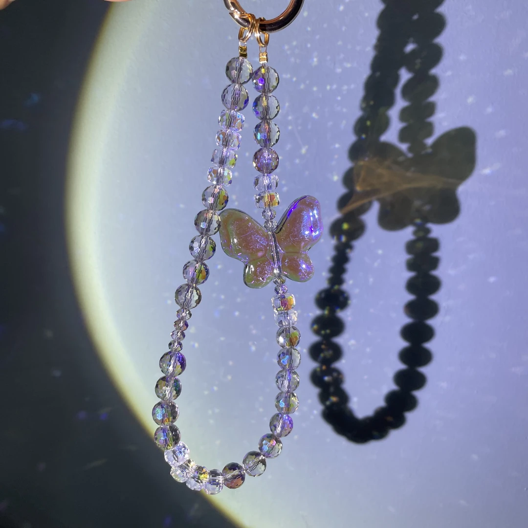 编织魅影紫大蝴蝶手机链C173