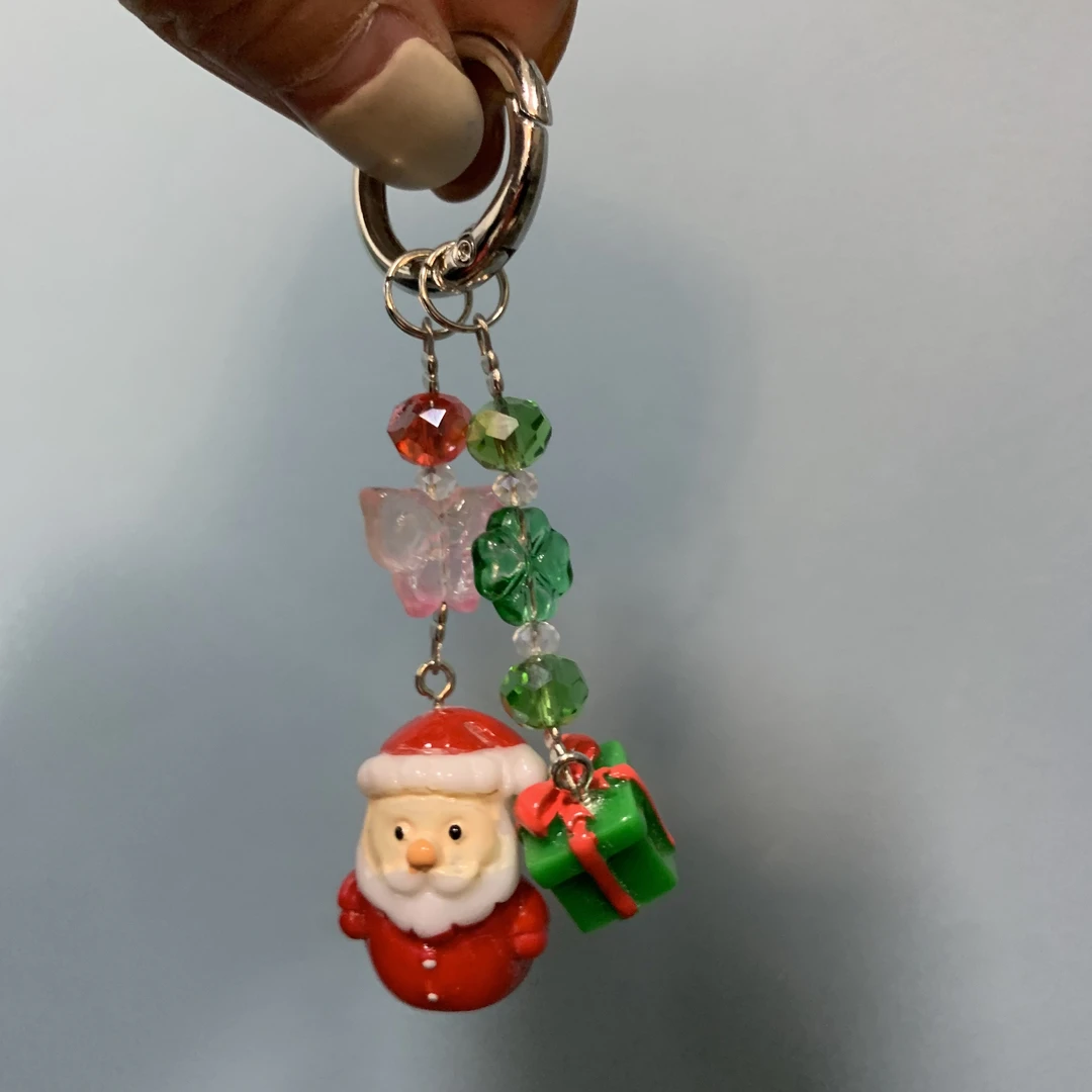 圣诞老人礼物盒手机坠D652