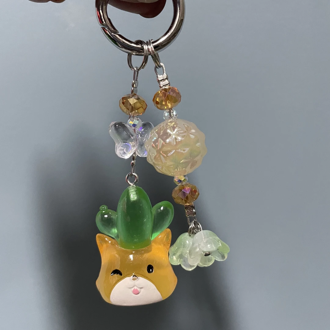 夜光狐狸仙人掌手机坠D611