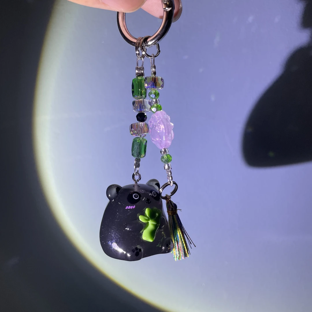 编织夜光熊猫手机坠C976