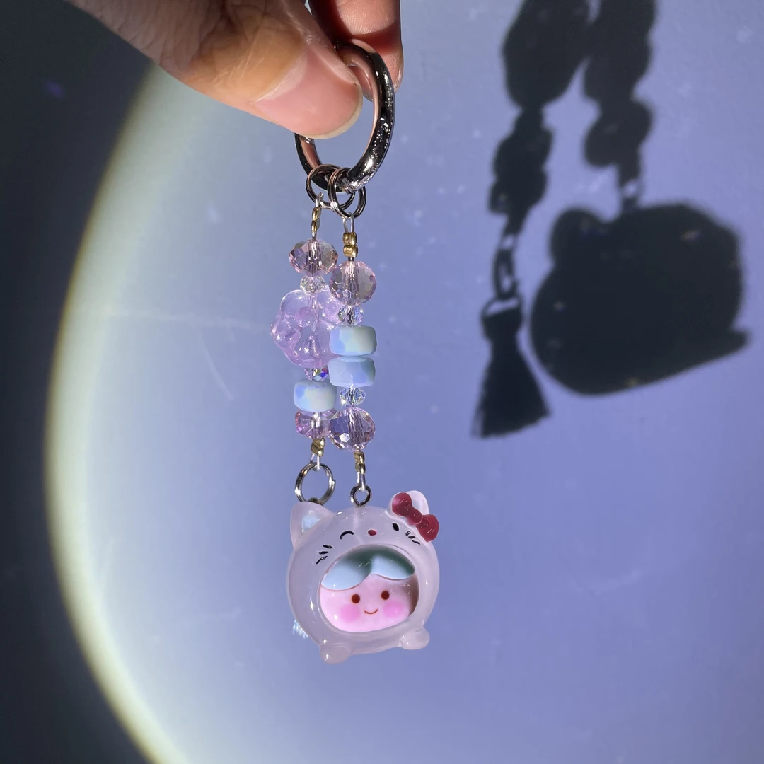 编织白色大头娃娃手机坠C920