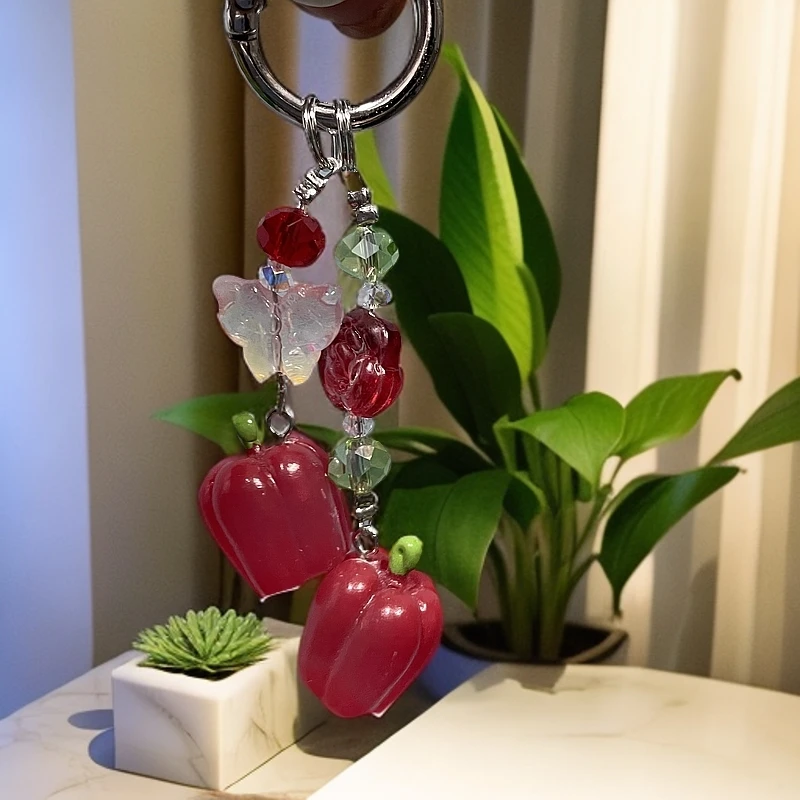 一对红椒手机坠D462