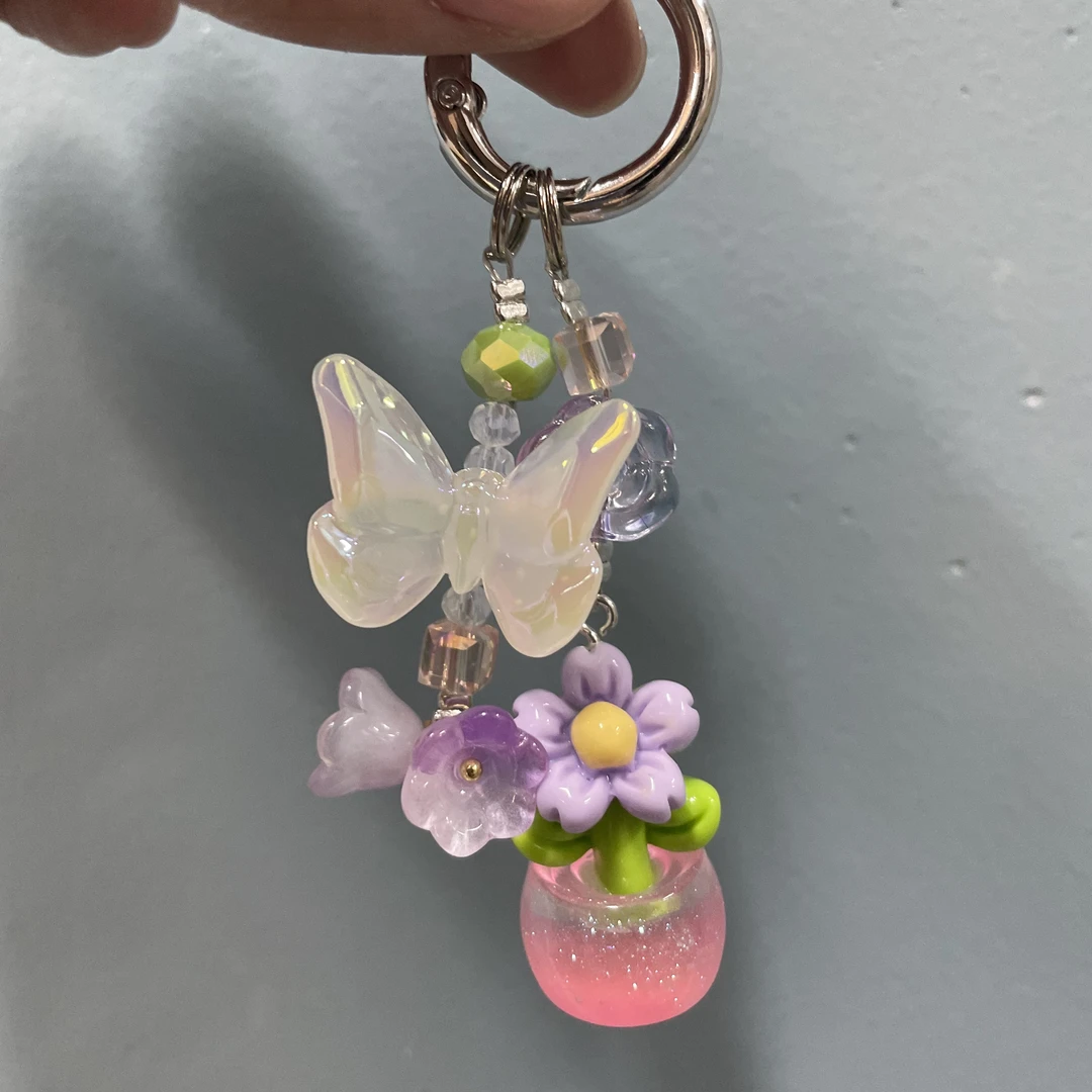 盆栽小花蝴蝶款手机坠D194