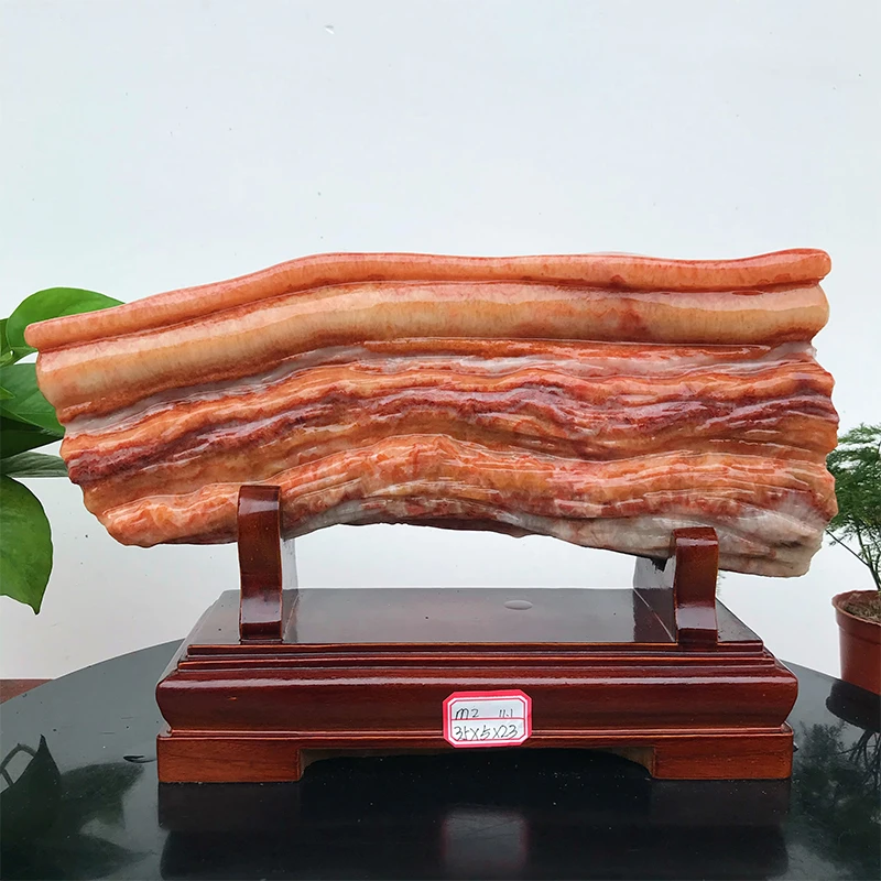 包邮石头天然肉石猪肉石腊肉五花肉观赏石原石家居礼品收藏摆件