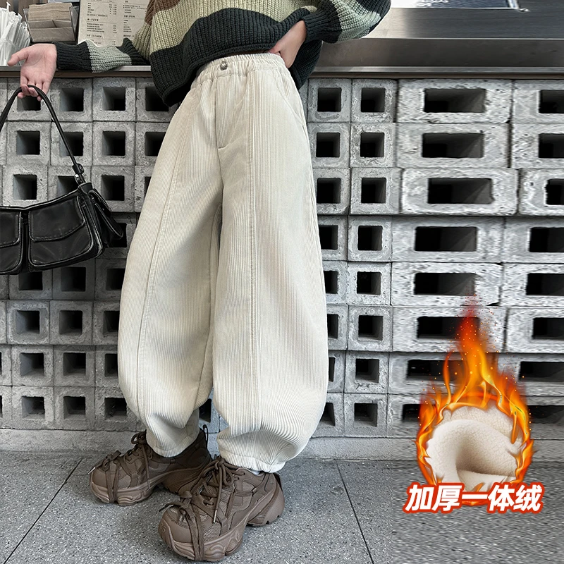 女童裤子秋季2024新款秋冬儿童加绒卫裤洋气长裤大童运动裤一体绒