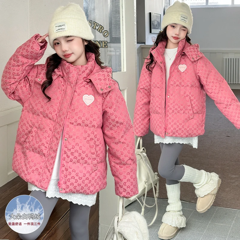 女童羽绒服冬装2024新款洋气冬季儿童新年衣服女孩加厚外套中长款