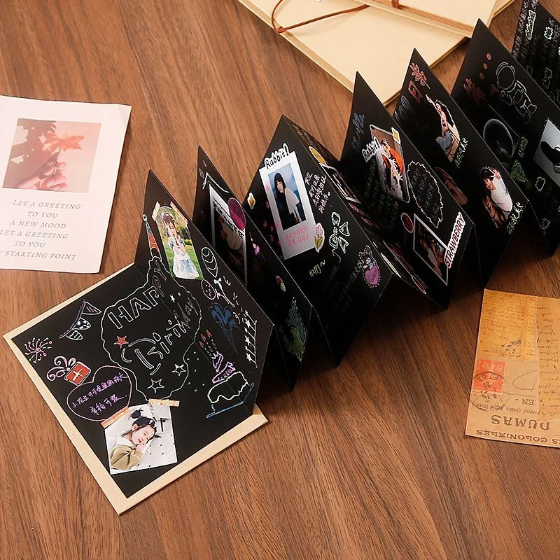 风琴折叠diy小相册空白本子成长记录毕业纪念手工相册手帐礼物