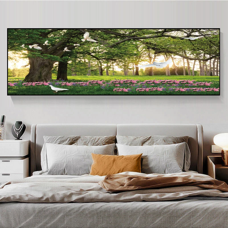 自粘装饰画浪漫墙纸卧室房间床头画风景大树简约背景墙客厅壁画